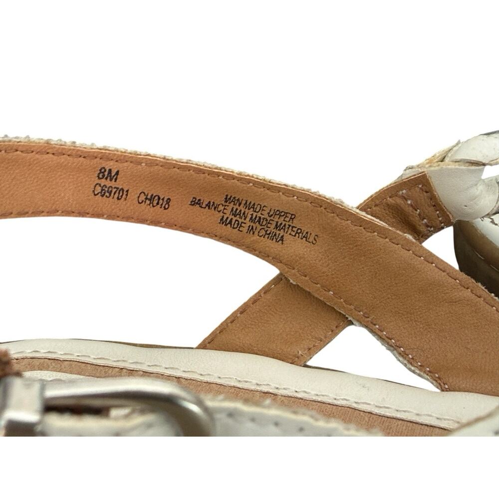 b.o.c Sandals White Silver Palti Faux Leather Thong Strappy Adj. Slingback 8M - Picture 3 of 7